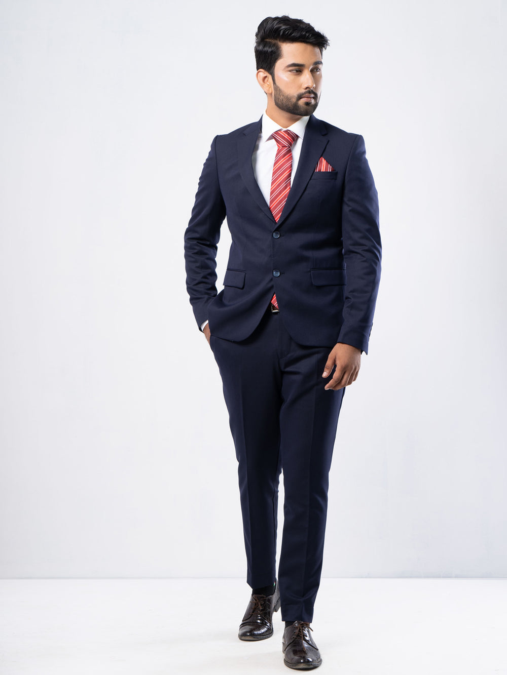 Navy Blue Single-Breasted Tailored Fit Two Piece Turkish Suit (SUIT-82)