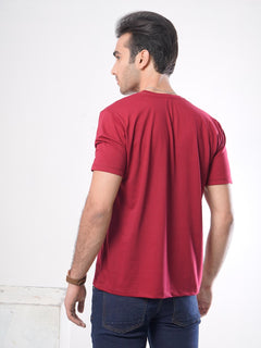 Red Plain Half Sleeves Men’s Round Neck T-Shirt (TEE-59)