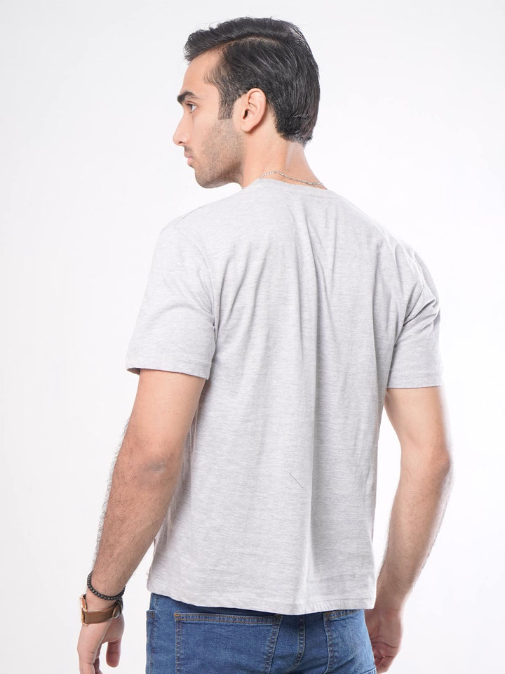 Light Grey Plain Half Sleeves Men’s Round Neck T-Shirt (TEE-60)