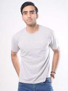 Light Grey Plain Half Sleeves Men’s Round Neck T-Shirt (TEE-60)