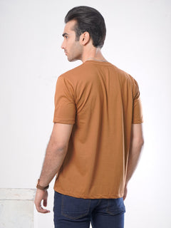 Mustard Plain Half Sleeves Men’s Round Neck T-Shirt (TEE-63)