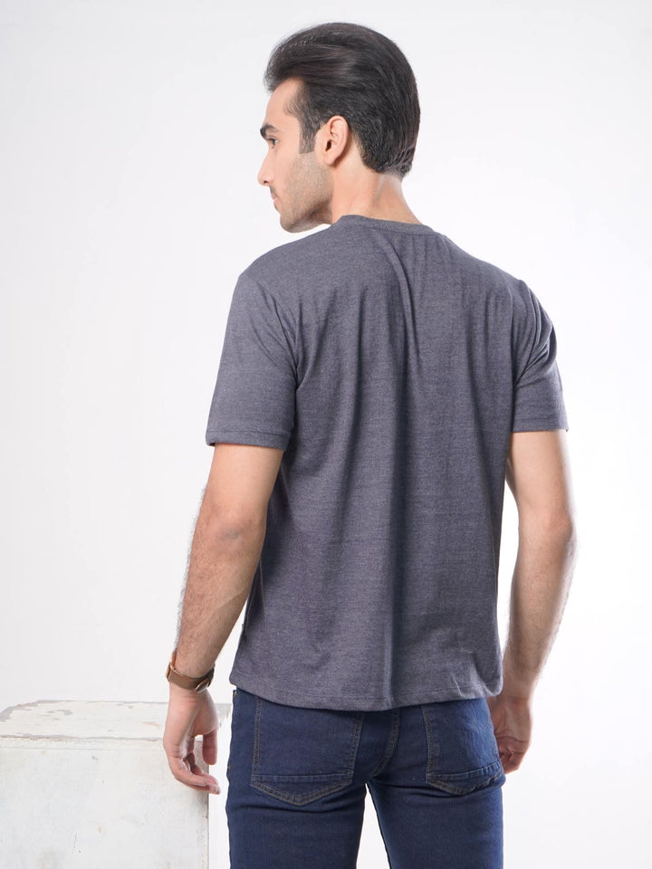 Dark Grey Plain Half Sleeves Men’s Round Neck T-Shirt (TEE-64)