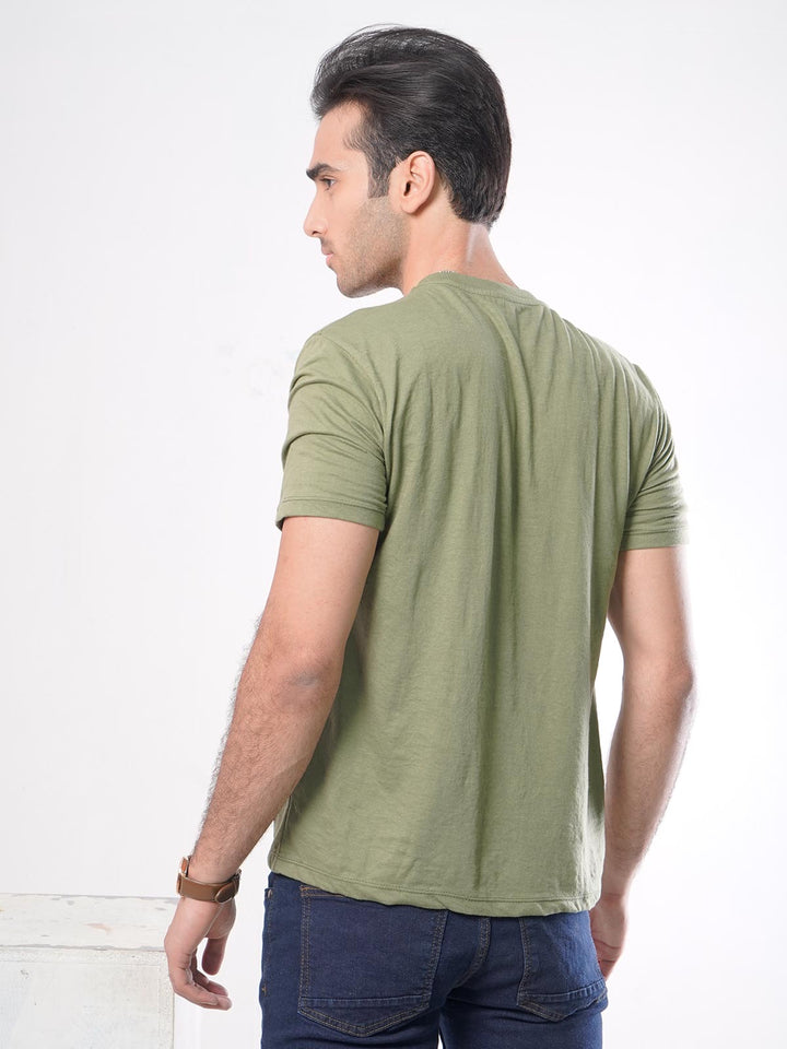 Light Green Plain Half Sleeves Men’s Round Neck T-Shirt (TEE-65)