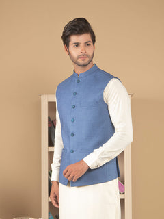 Light Blue Exclusive Range Tropical Formal Waist Coat (WC-146)